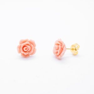 Handmade Rose Floral Dainty Stud Earrings